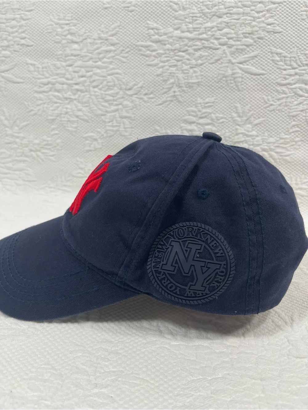 Kids Navy Cap with Red Team Emblem